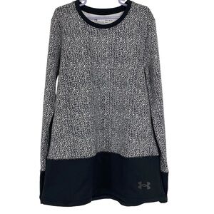 Under Armour Fitted Girls Sweatshirt Size Youth Large Crew Neck Black White